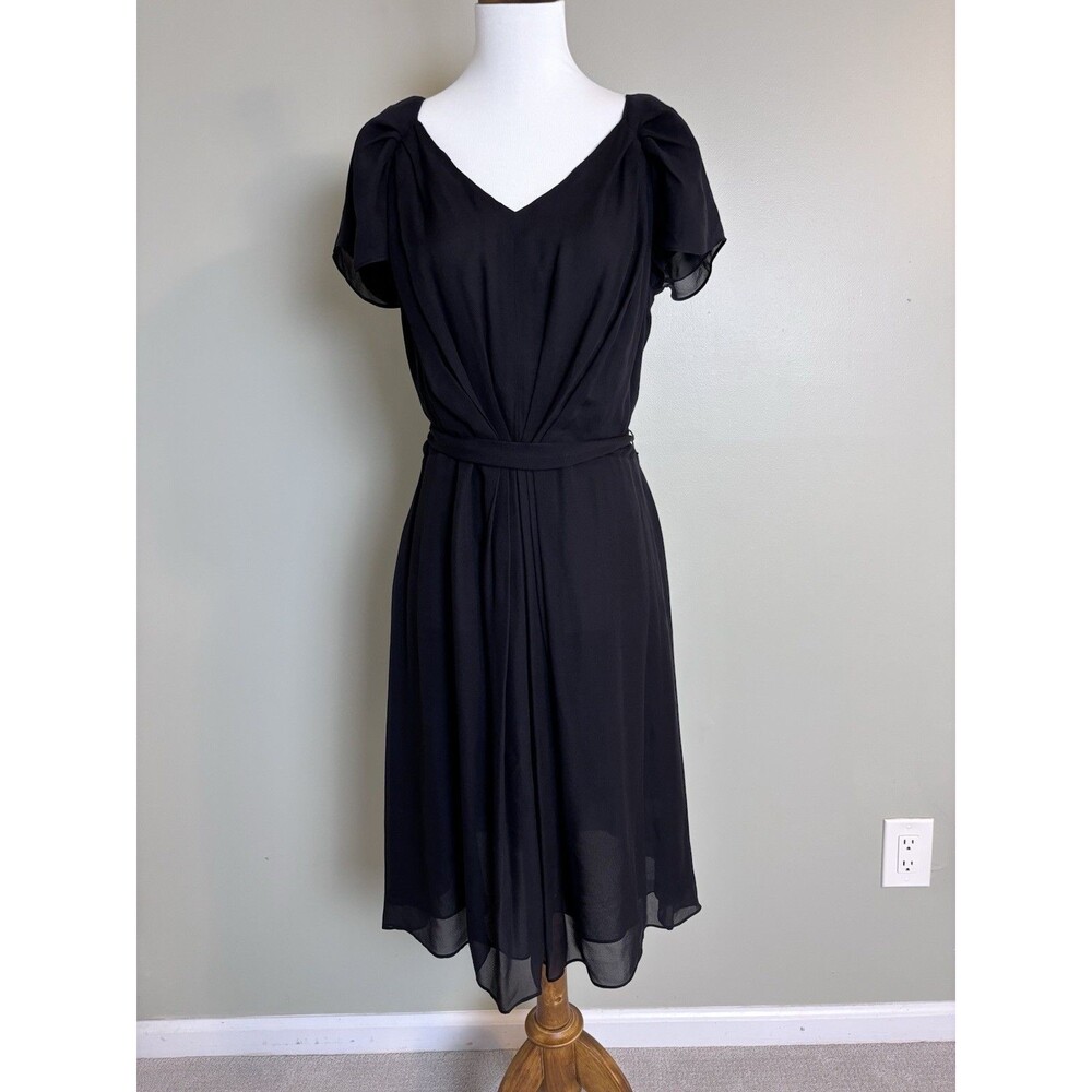 NWT Talbots Black 100% Silk Black Dress LBD Cocktail Formal Wedding Guest $179